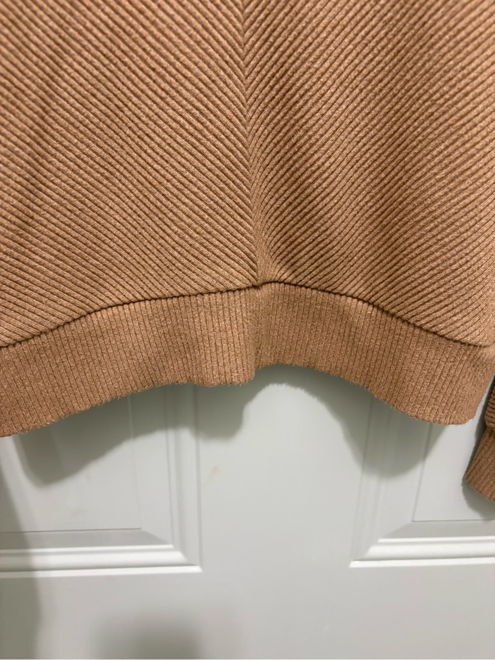 White House Black Market Ribbed V-Neck Sweater in Camel - Picture 4 of 8